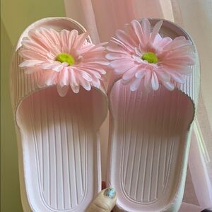 Pink Floral Slide Sandals
